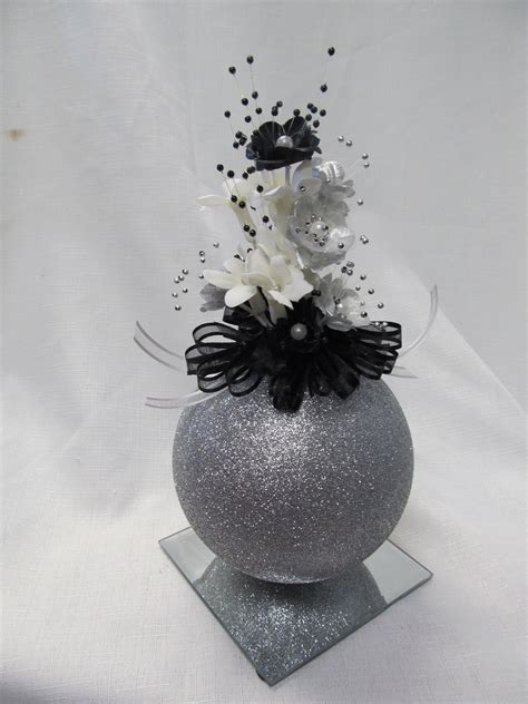 black and silver centerpiece ideas|black and silver table centerpieces.